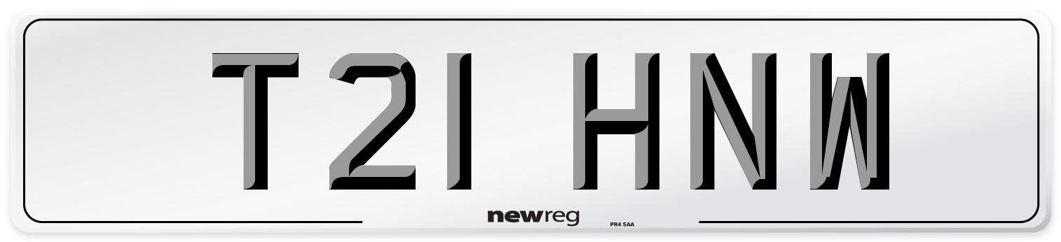 T21 HNW Number Plate from New Reg